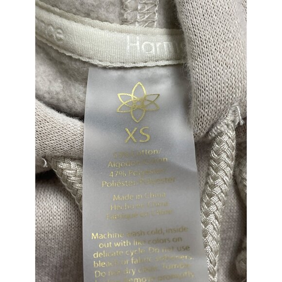 Harmony Women's Beige Cropped Hoodie Pull-On Drawstring Long Sleeves Sz XS - New - Picture 6 of 9